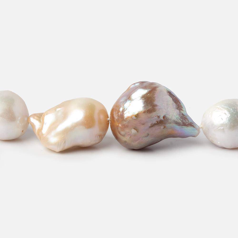 16x12-23x19mm Tri Color Ultra Baroque Freshwater Pearls 17.5 inch 23 pcs - Beadsofcambay.com