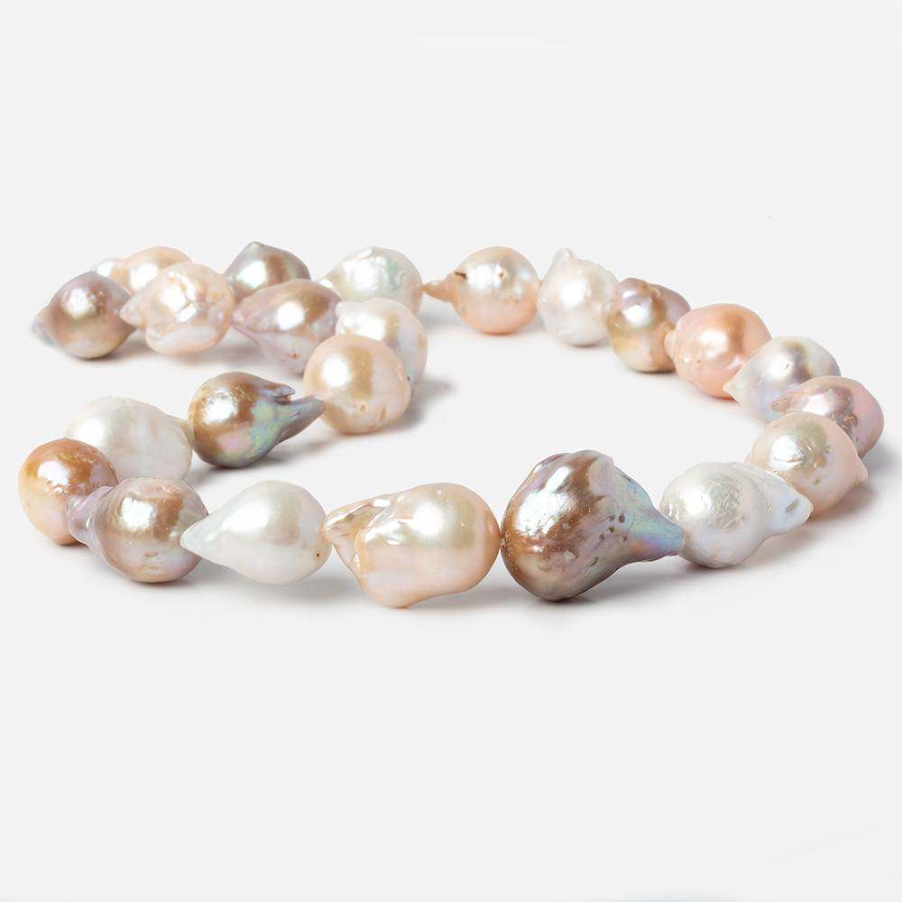 16x12-23x19mm Tri Color Ultra Baroque Freshwater Pearls 17.5 inch 23 pcs - Beadsofcambay.com