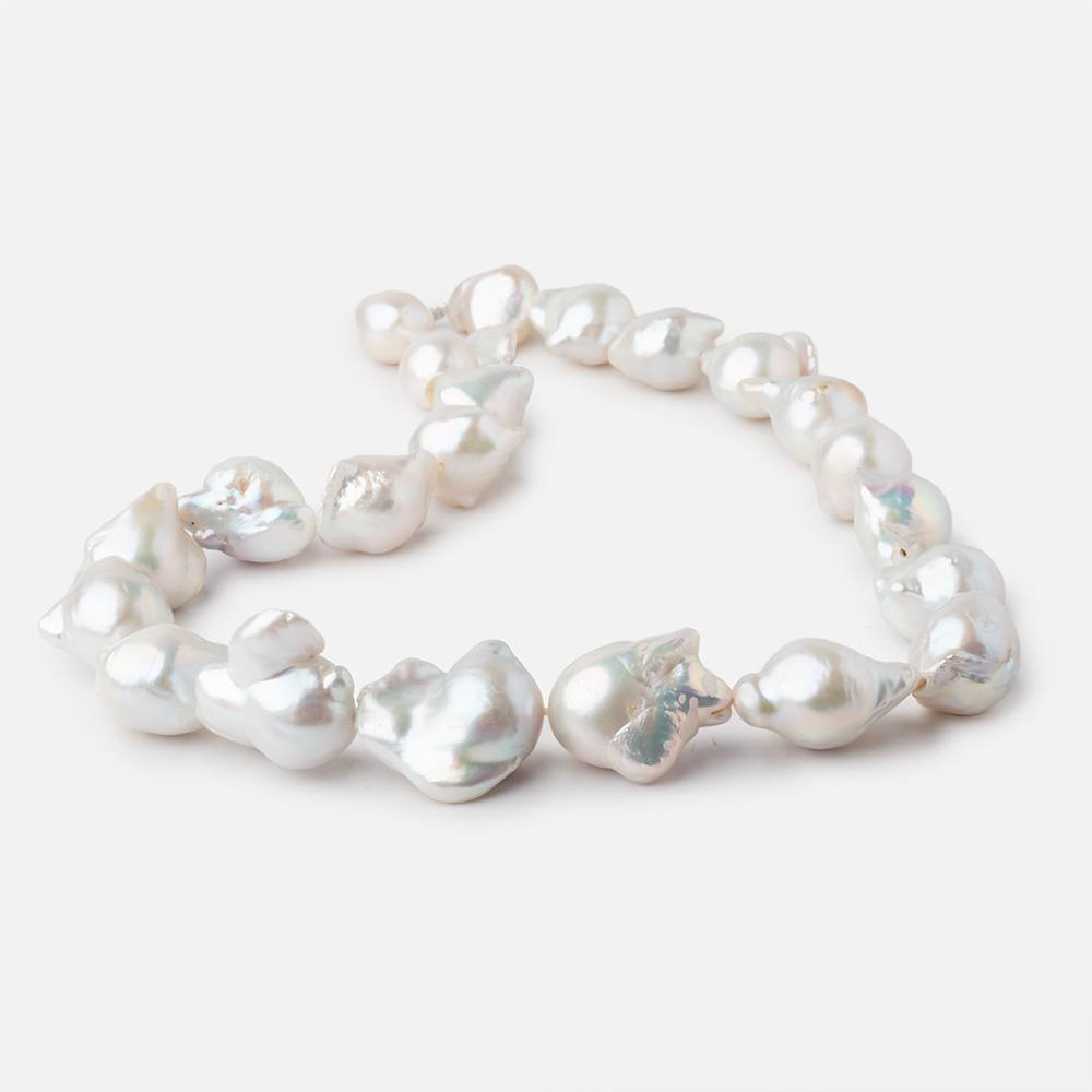 16x12-24x21mm White Ultra Baroque Freshwater Pearls 16.5 inch 22 pieces AA - Beadsofcambay.com