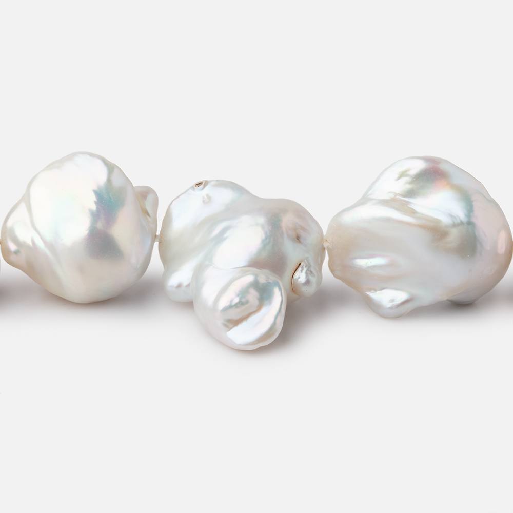 16x12-24x21mm White Ultra Baroque Freshwater Pearls 16.5 inch 22 pieces AA - Beadsofcambay.com