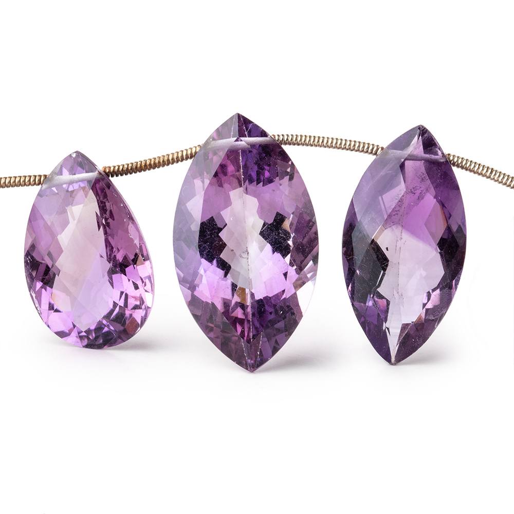 16x12-26x14mm Amethyst Faceted Multiple Shape Beads 7.5 inch 11 pieces - Beadsofcambay.com