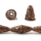16x12mm Antiqued Copper Cone Granulated Bali Design 8 in 14 pcs - Beadsofcambay.com