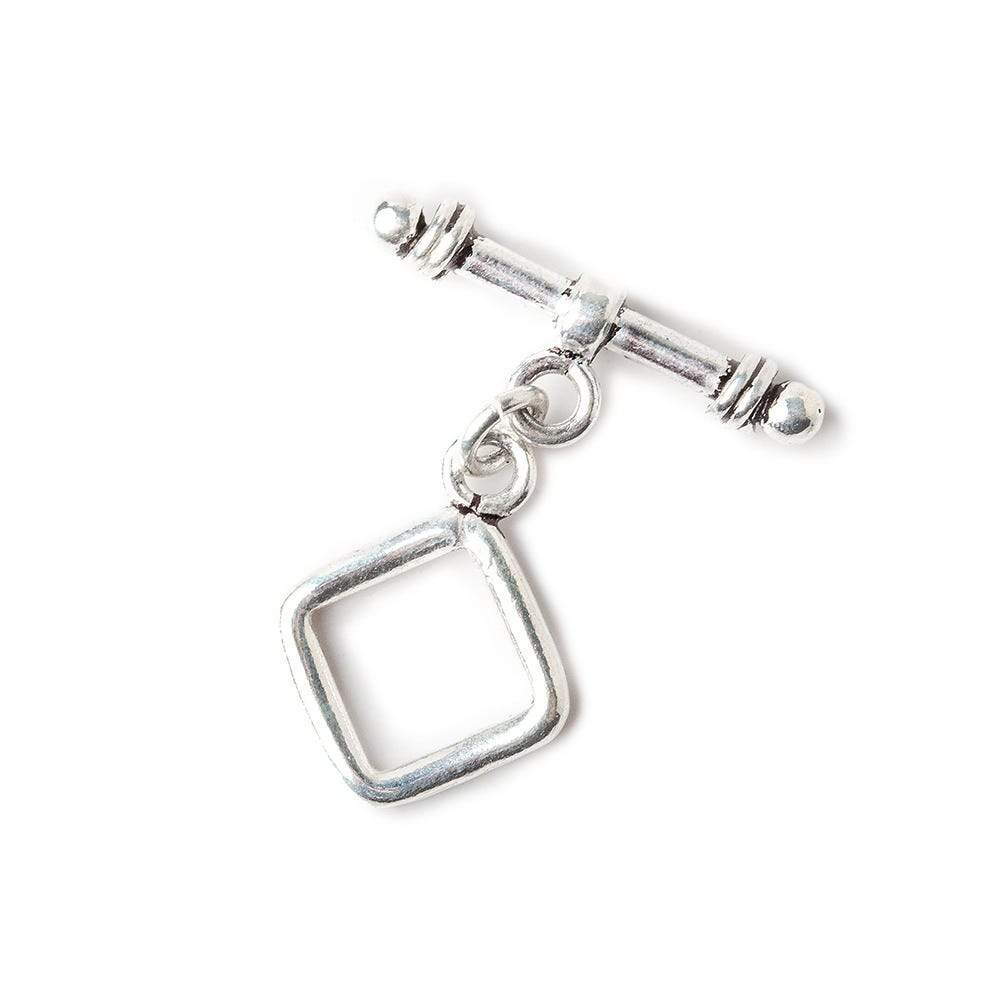 16x12mm Antiqued Sterling Silver Square Toggle 1 Finding - Beadsofcambay.com