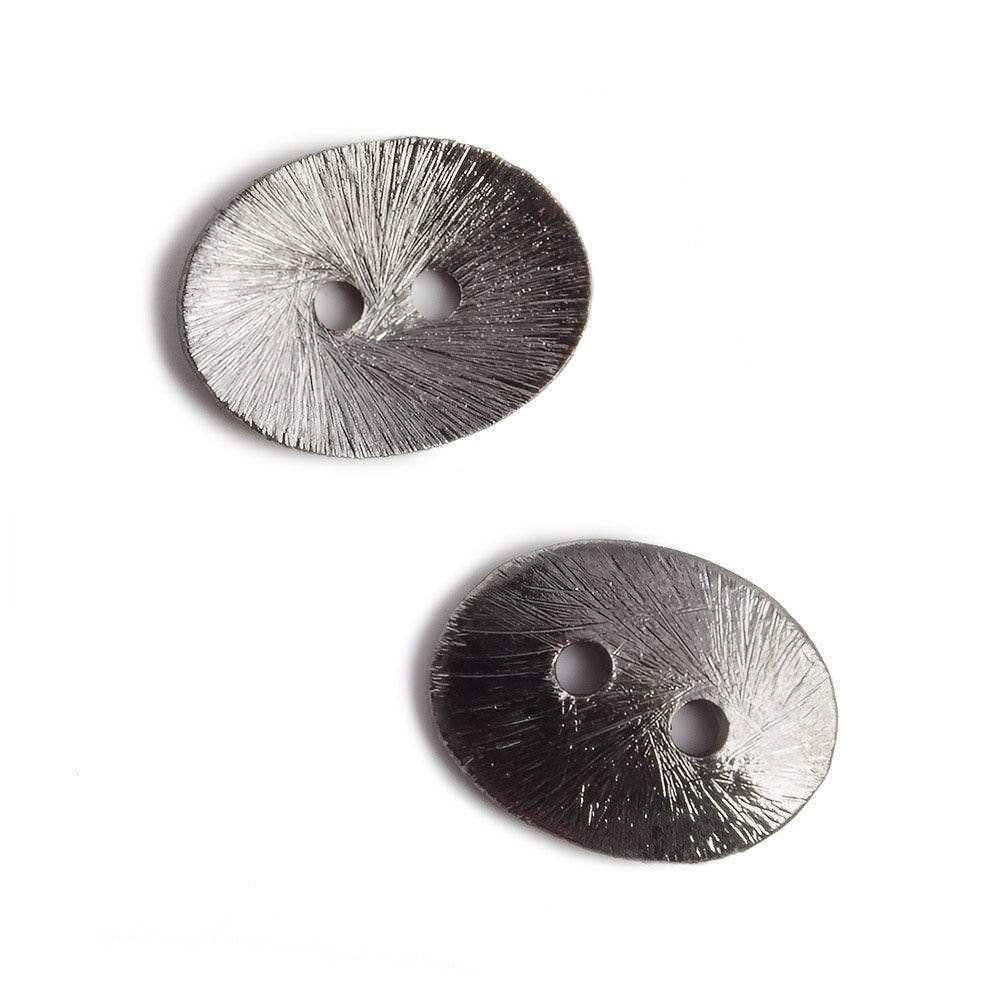 16x12mm Black Gold Oval Button Brushed , 10 Pcs - Beadsofcambay.com