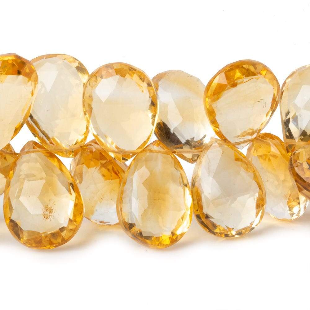 16x12mm Citrine faceted pear briolette beads 6 inch 34 pieces - Beadsofcambay.com