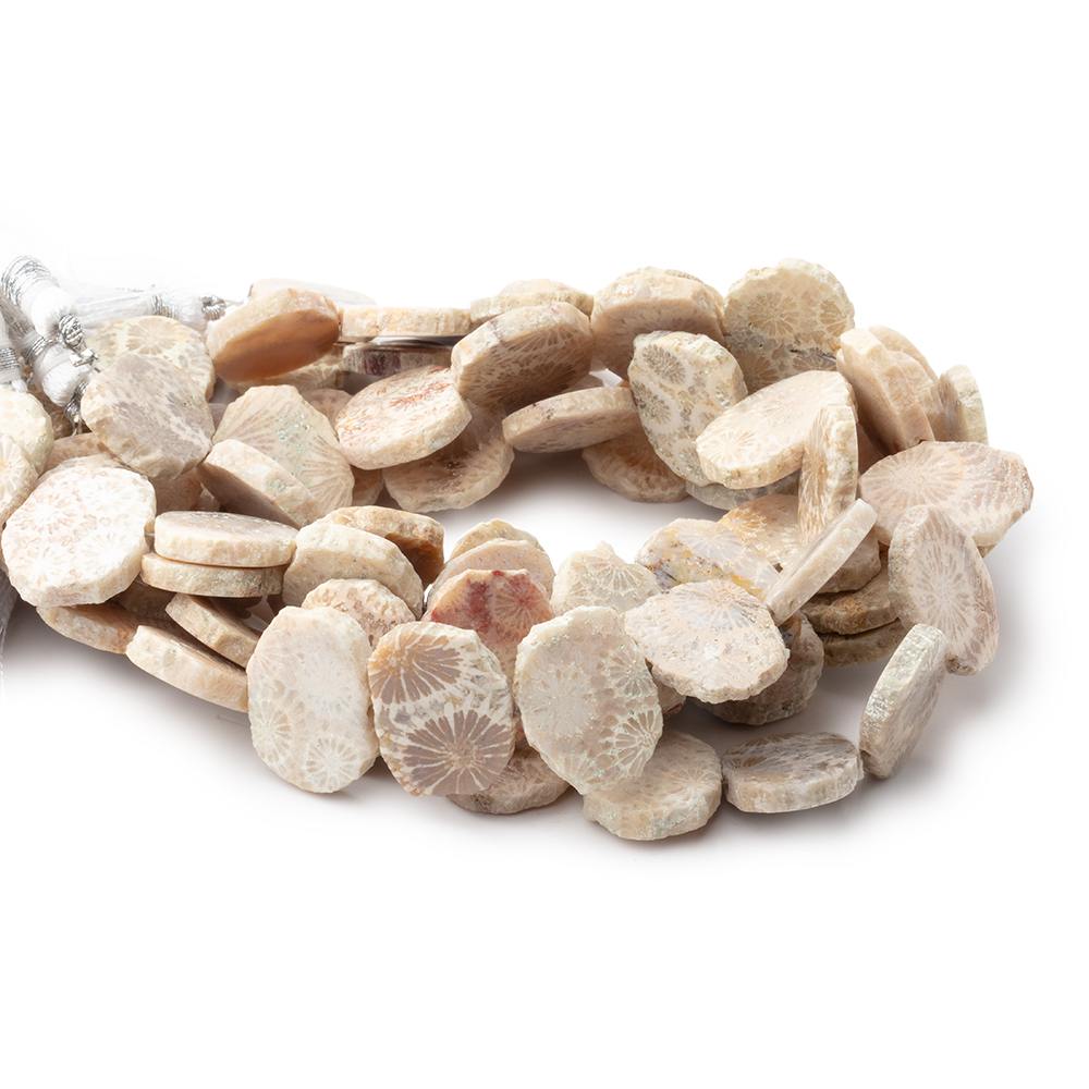 16x12mm Fossil Coral Side Drilled Slice Beads 7.5 inch 16 pieces - Beadsofcambay.com