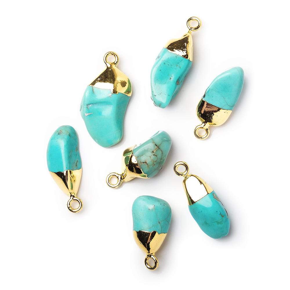 16x12mm Gold Leafed Turquoise plain freeform Pendant 1 piece - Beadsofcambay.com