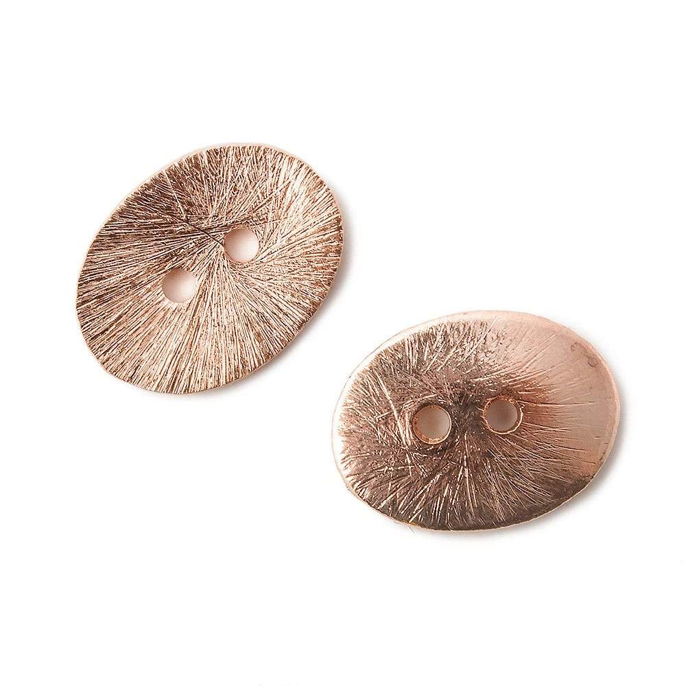 16x12mm Rose Gold Oval Button Brushed 6 pieces - Beadsofcambay.com