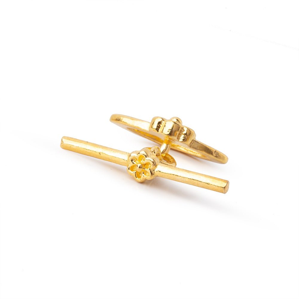 16x12mm Vermeil Toggle Flower Marquise Design 1 piece - Beadsofcambay.com