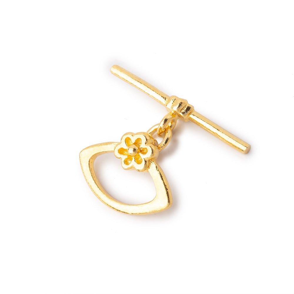 16x12mm Vermeil Toggle Flower Marquise Design 1 piece - Beadsofcambay.com