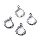 16x12mmOxidized Silver Bezeled Crystal Quartz faceted heart Pendant 1 piece - Beadsofcambay.com