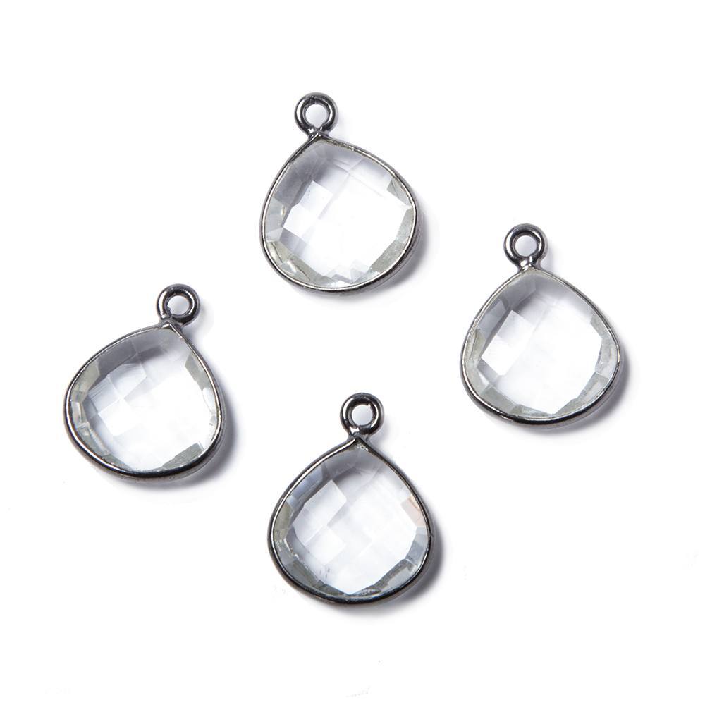 16x12mmOxidized Silver Bezeled Crystal Quartz faceted heart Pendant 1 piece - Beadsofcambay.com