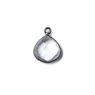 16x12mmOxidized Silver Bezeled Crystal Quartz faceted heart Pendant 1 piece - Beadsofcambay.com