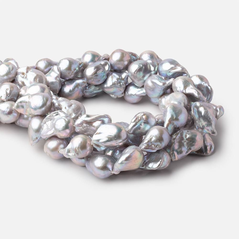 16x13-22x15mm Silver Ultra Baroque Freshwater Pearls 15.5 inch 18 pieces - Beadsofcambay.com