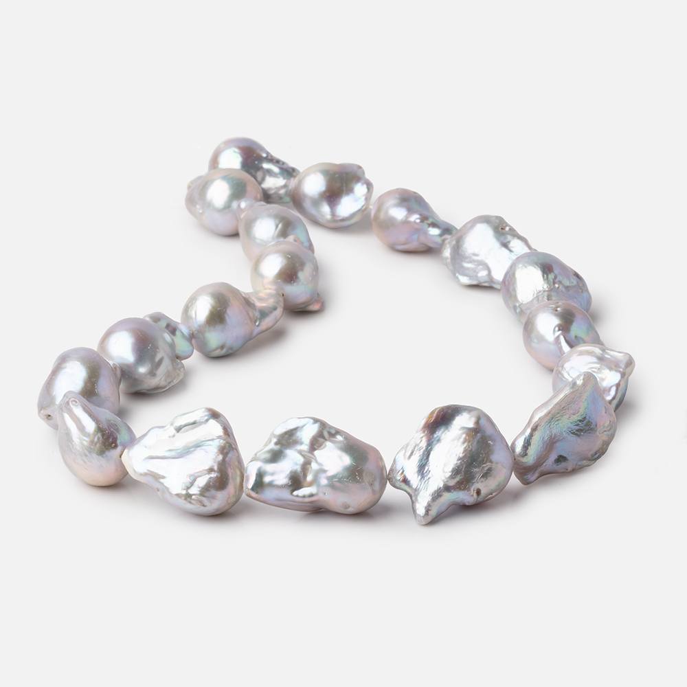 16x13-22x15mm Silver Ultra Baroque Freshwater Pearls 15.5 inch 18 pieces - Beadsofcambay.com