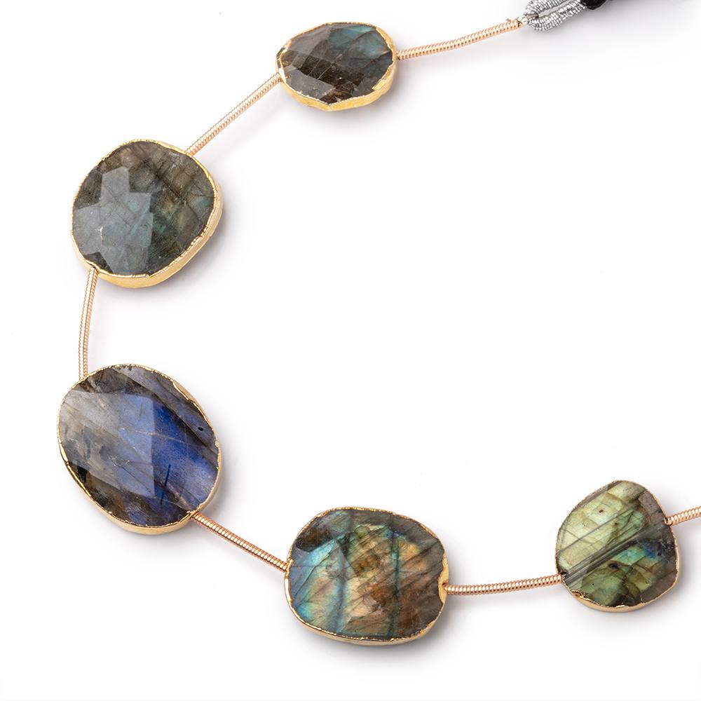 16x13-22x18mm Gold Leafed Labradorite Faceted Nugget Strand 5 Beads - Beadsofcambay.com