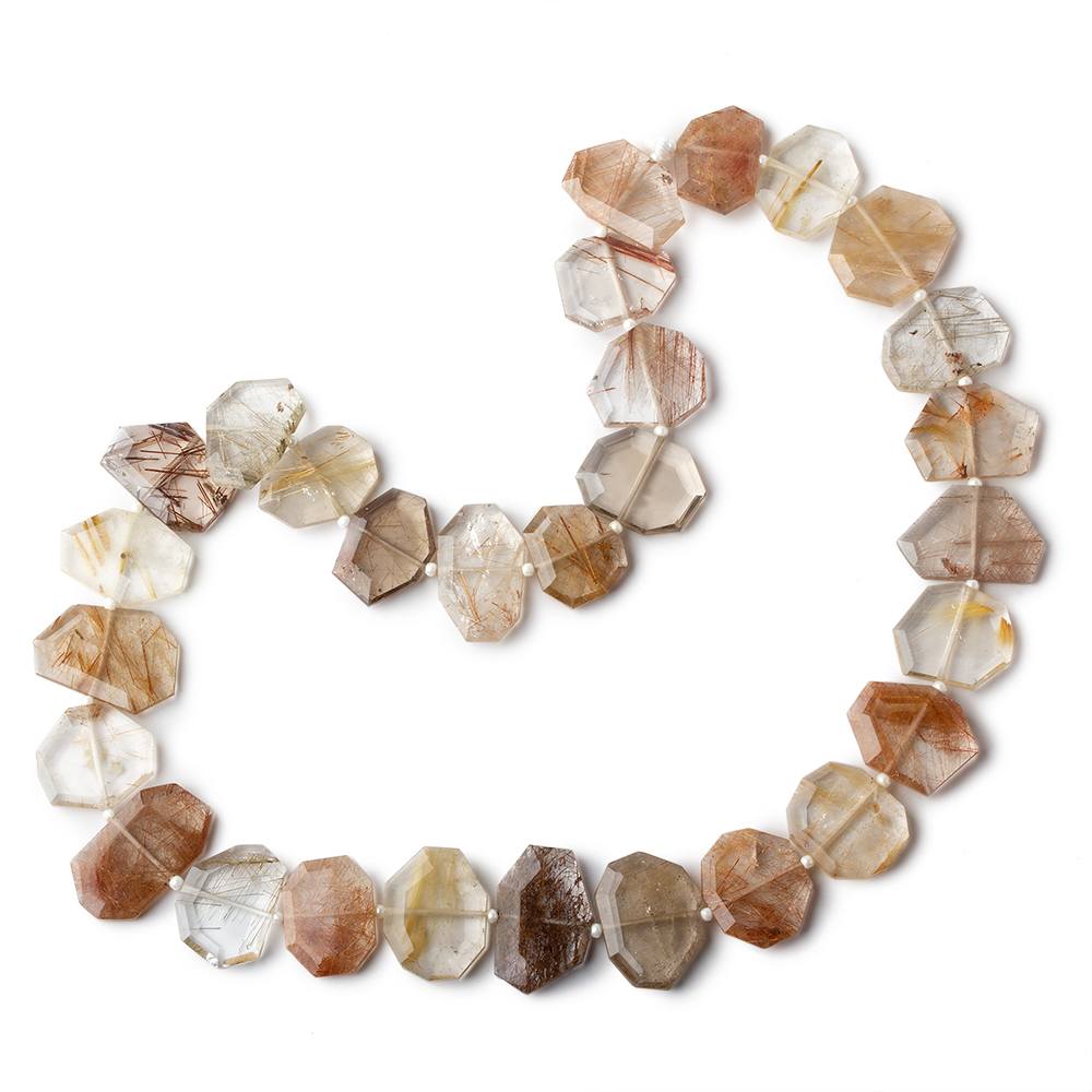 16x13-23x13mm Rutilated Quartz Side Drilled Bevel Faceted Flat Nuggets 17 inch 29 pieces AA - Beadsofcambay.com
