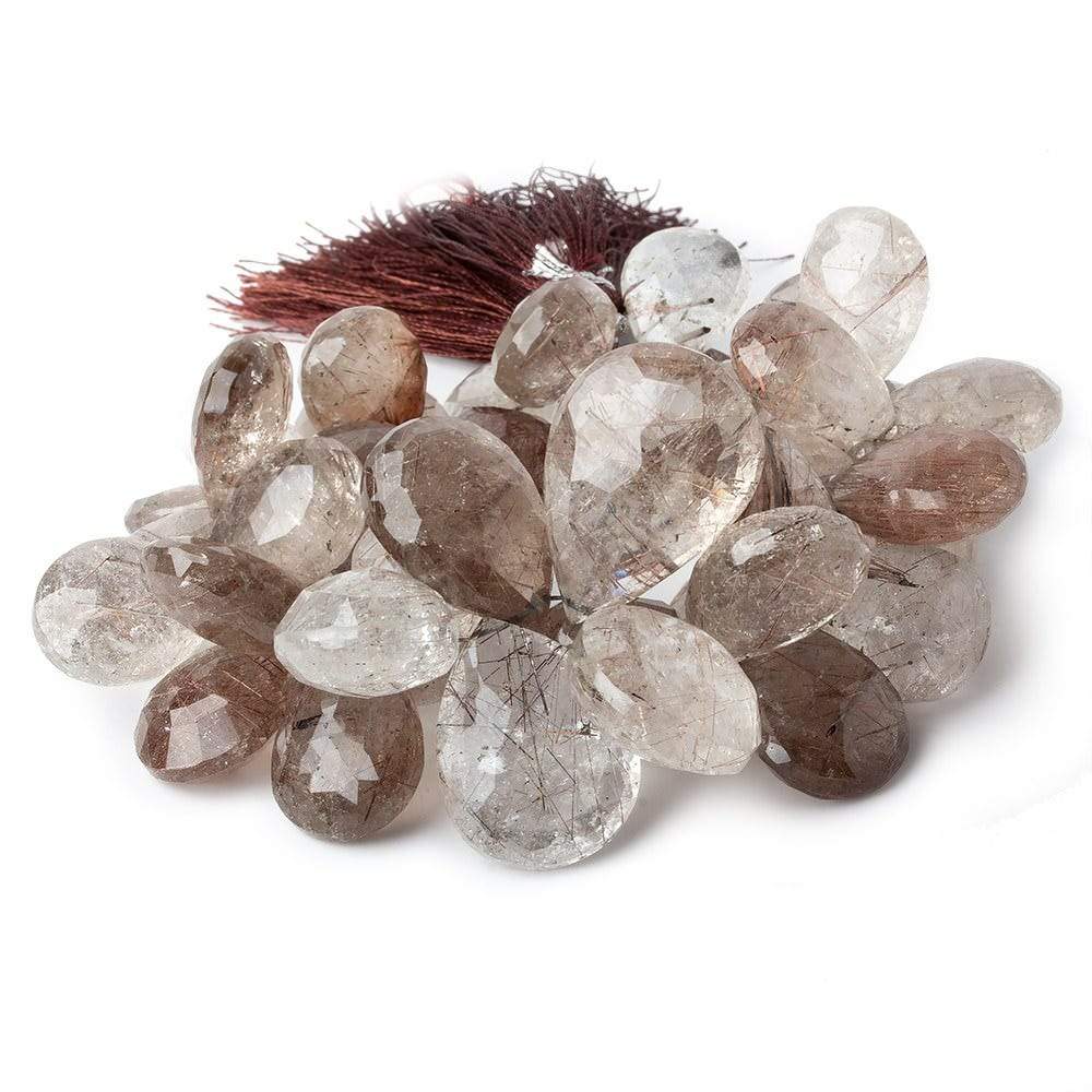 16x13-27x19mm Copper Rutilated Quartz faceted pear briolettes 8 inch 44 pieces AAA - Beadsofcambay.com