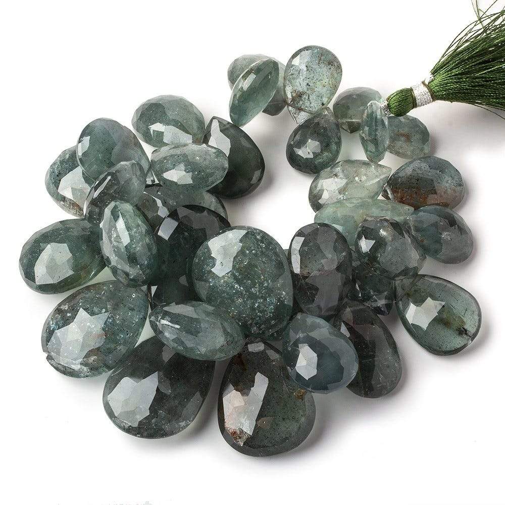 16x13-33x21mm Moss Aquamarine Faceted Pear Beads 9 inch 33 pcs - Beadsofcambay.com