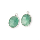 16x13.5mm .925 Silver Bezel Emerald Faceted Freeform Set of 2 Pendants - Beadsofcambay.com