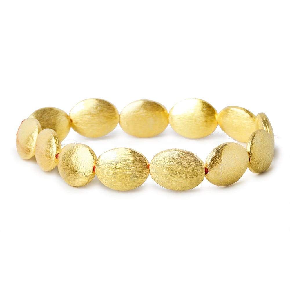 16x13mm 22kt Gold plated Bead Brushed Oval 8 inch 13 pieces - Beadsofcambay.com