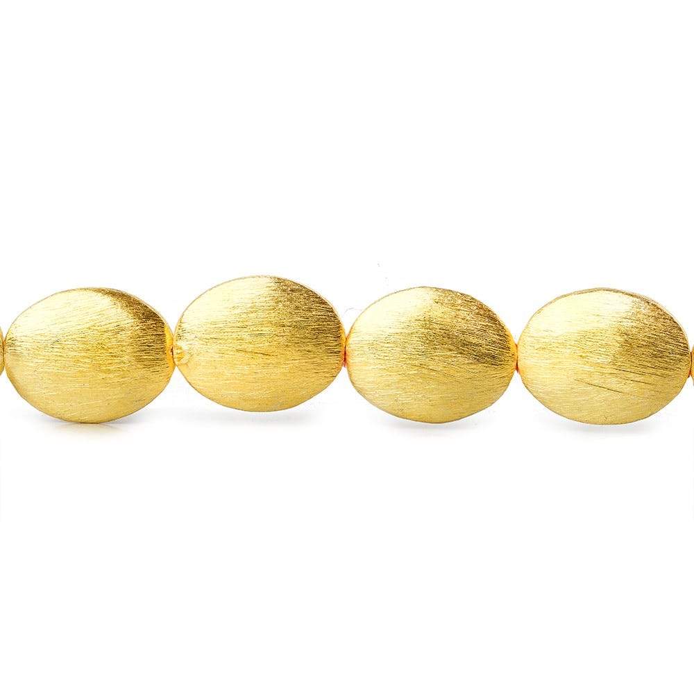 16x13mm 22kt Gold plated Bead Brushed Oval 8 inch 13 pieces - Beadsofcambay.com