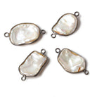 16x13mm Black Gold .925 Bezeled Rose' White Keshi Pearl Connector 1 piece - Beadsofcambay.com