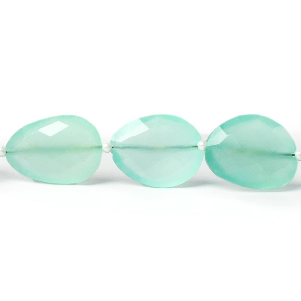 16x13mm Sea Blue Chalcedony straight drilled faceted nugget beads 8 inch 12 pieces A - Beadsofcambay.com