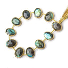 16x13mm Vermeil Bezel Labradorite Side Drilled Faceted Ovals 8 inch 11 pieces - Beadsofcambay.com