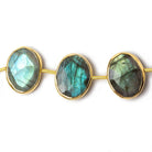 16x13mm Vermeil Bezel Labradorite Side Drilled Faceted Ovals 8 inch 11 pieces - Beadsofcambay.com