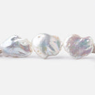 16x14-21x15mm Off White Straight Drilled Keshi Freshwater Pearls 16 inch 18 beads - Beadsofcambay.com