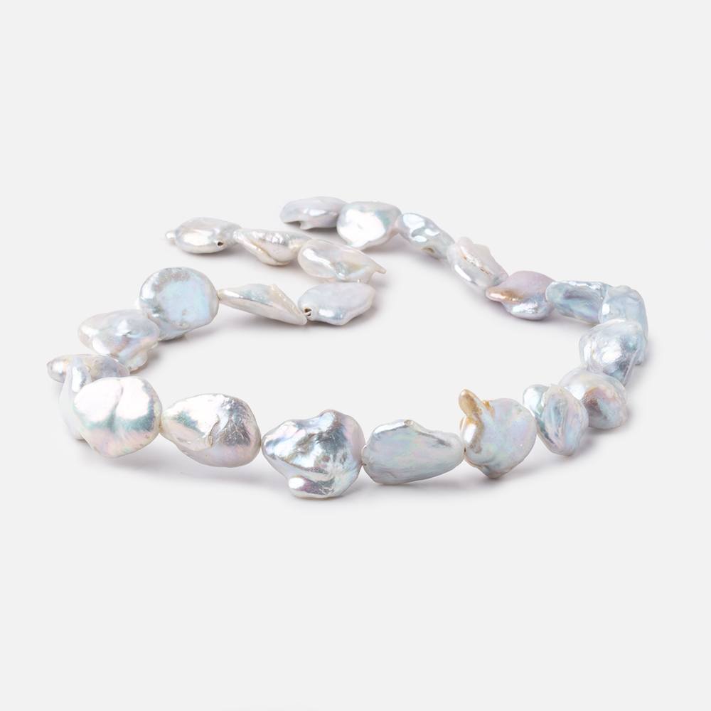 16x14-21x15mm Off White Straight Drilled Keshi Freshwater Pearls 16 inch 18 beads - Beadsofcambay.com