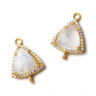 16x14.5mm Gold CZ Bezel Rainbow Moonstone Triangle Connector 1 piece - Beadsofcambay.com