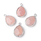16x14mm .925 Silver Bezel Rose Chalcedony Faceted Pear Pendant 1 piece - Beadsofcambay.com