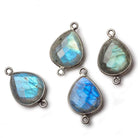 16x14mm Black Gold Bezel Labradorite faceted pear Connector 1 piece - Beadsofcambay.com