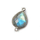 16x14mm Black Gold Bezel Labradorite faceted pear Connector 1 piece - Beadsofcambay.com