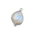 16x14mm Silver Bezeled Rainbow Moonstone Faceted Pear Focal Bead 1 piece - Beadsofcambay.com