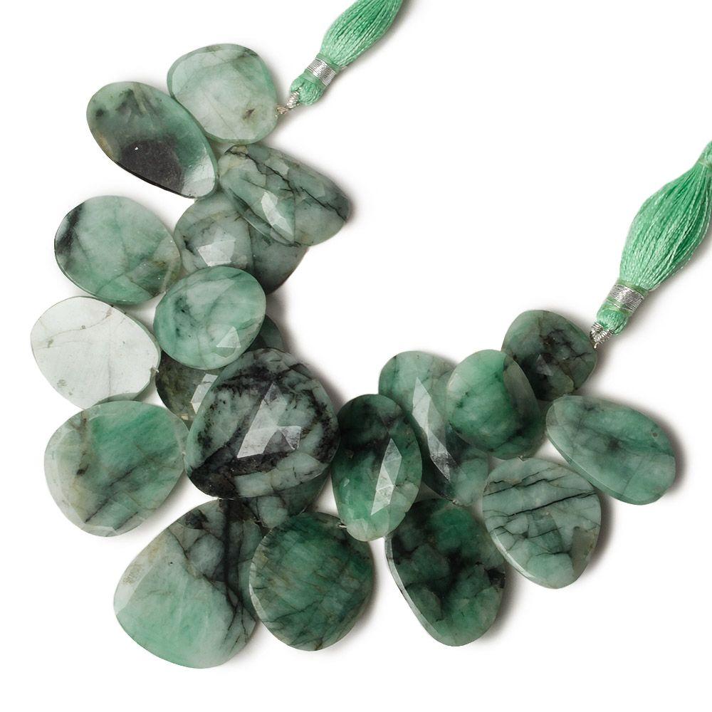 16x15- 28x23mm Emerald Faceted Free Shape Cabs 6.5 inch 20 Beads AA - Beadsofcambay.com