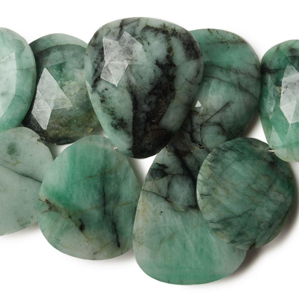 16x15- 28x23mm Emerald Faceted Free Shape Cabs 6.5 inch 20 Beads AA - Beadsofcambay.com