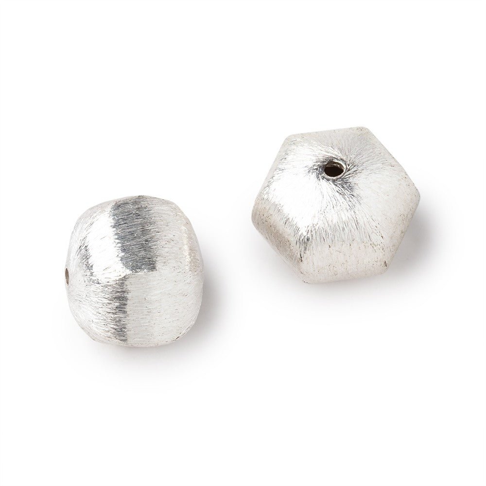 16x15mm Silver Plated Copper Brushed Hexagon Beads Set of 2 pieces - Beadsofcambay.com