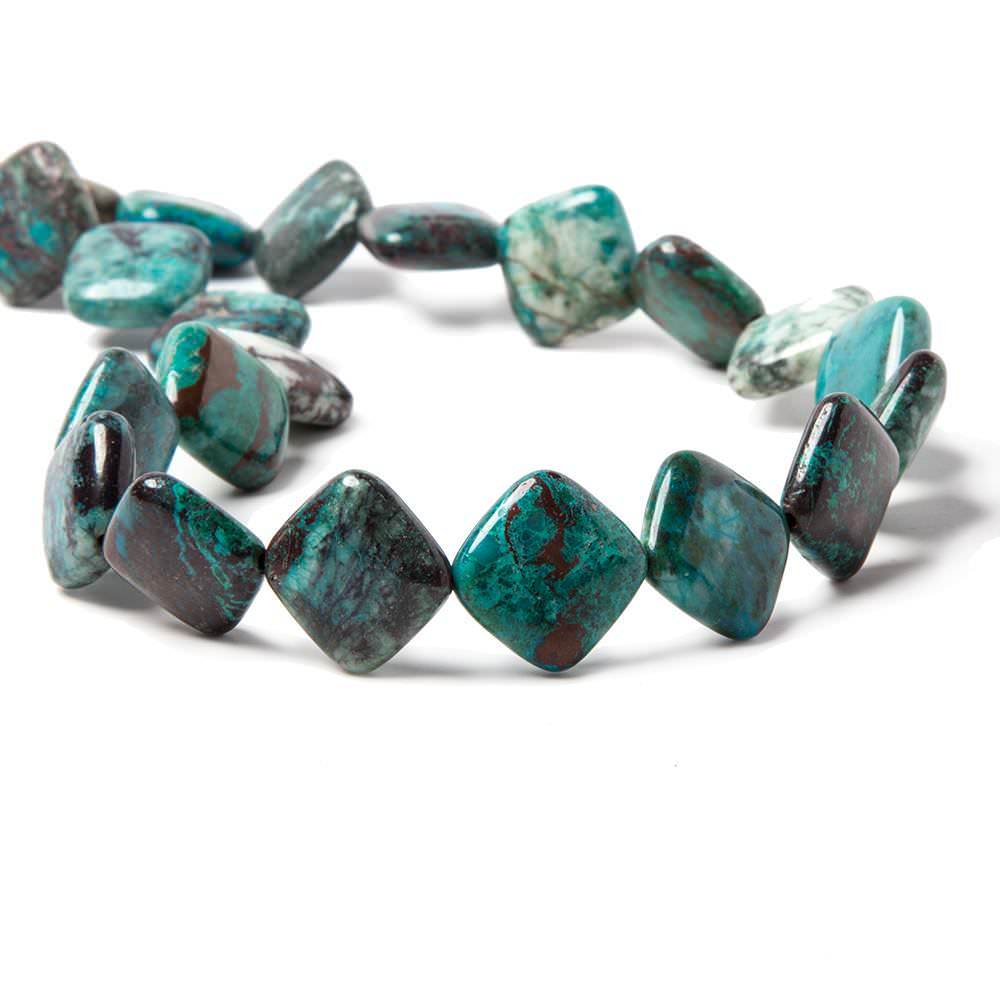 16x16mm Chrysocolla plain pillow beads 16 inch 24 pieces A Grade - Beadsofcambay.com