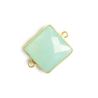 16x16mm Vermeil Bezel Sea Blue Chalcedony Square Connector 1 piece - Beadsofcambay.com