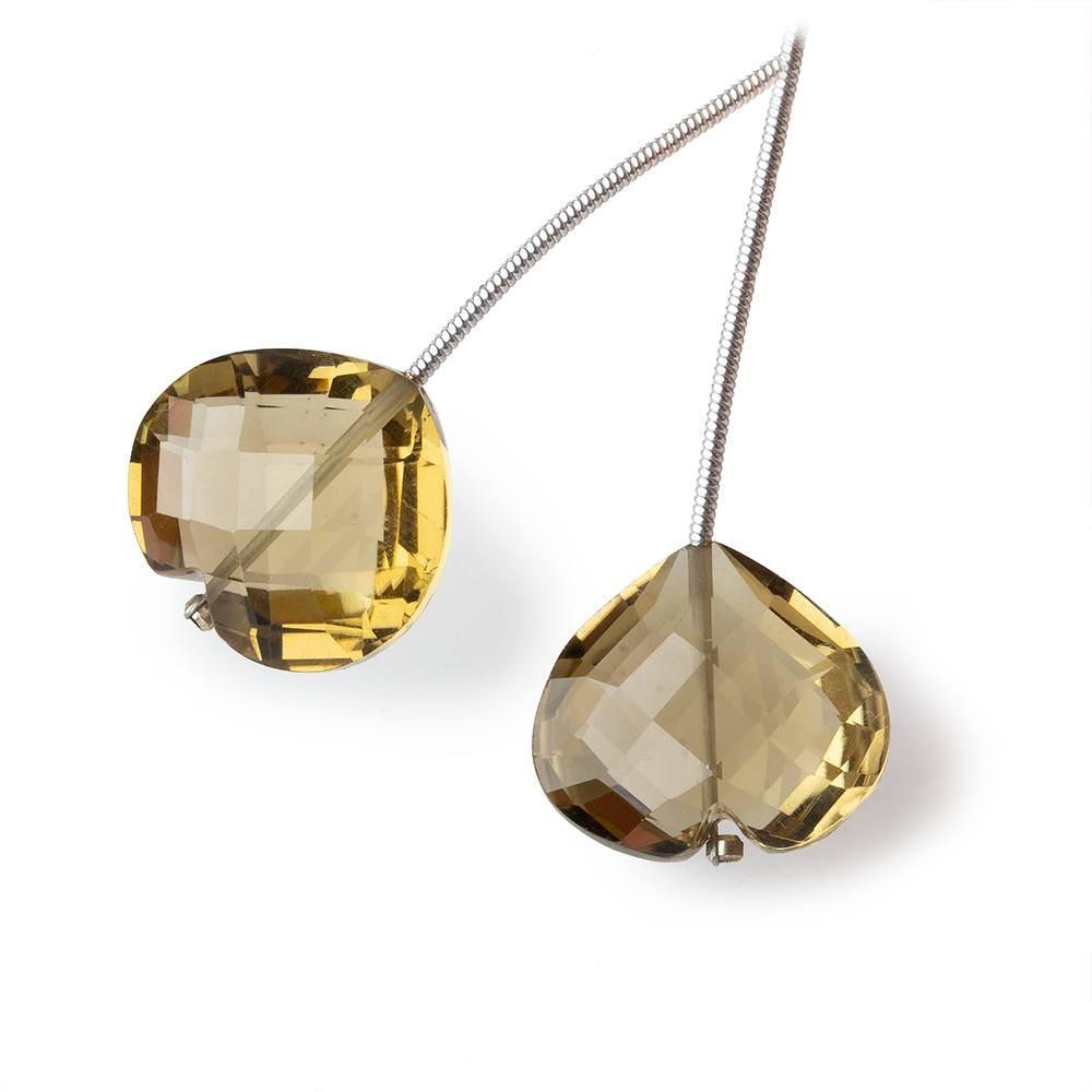 16x17-16x18mm Dark Lemon Quartz Cleft Heart Focal Beads Set of 2 - Beadsofcambay.com