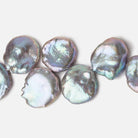 16x17-19x20mm Silver Peacock Top Drilled Ultra Keshi Pearls 16 inch 36 pieces AA - Beadsofcambay.com