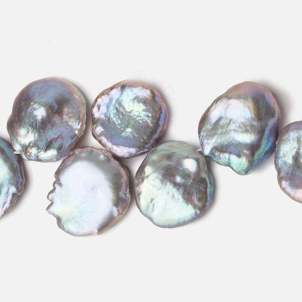 16x17-19x20mm Silver Peacock Top Drilled Ultra Keshi Pearls 16 inch 36 pieces AA - Beadsofcambay.com