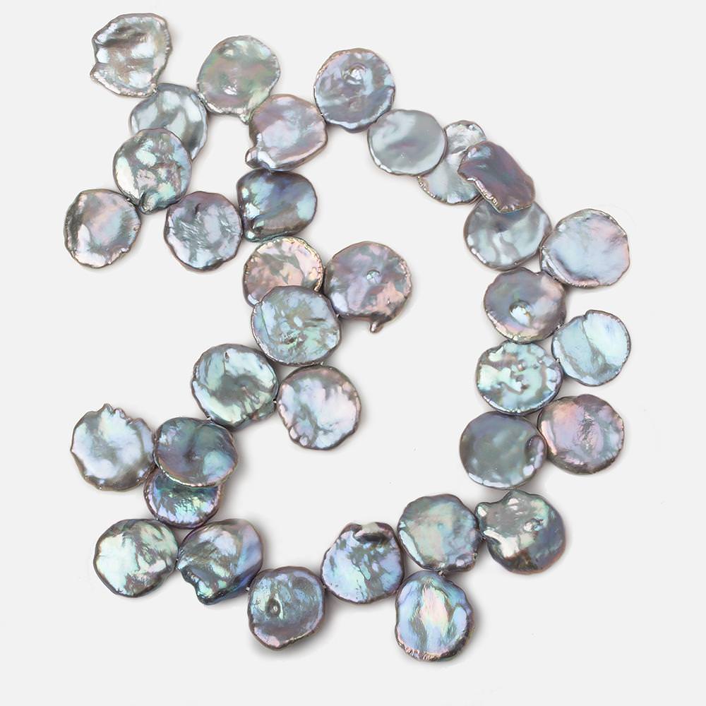 16x17-19x20mm Silver Peacock Top Drilled Ultra Keshi Pearls 16 inch 36 pieces AA - Beadsofcambay.com