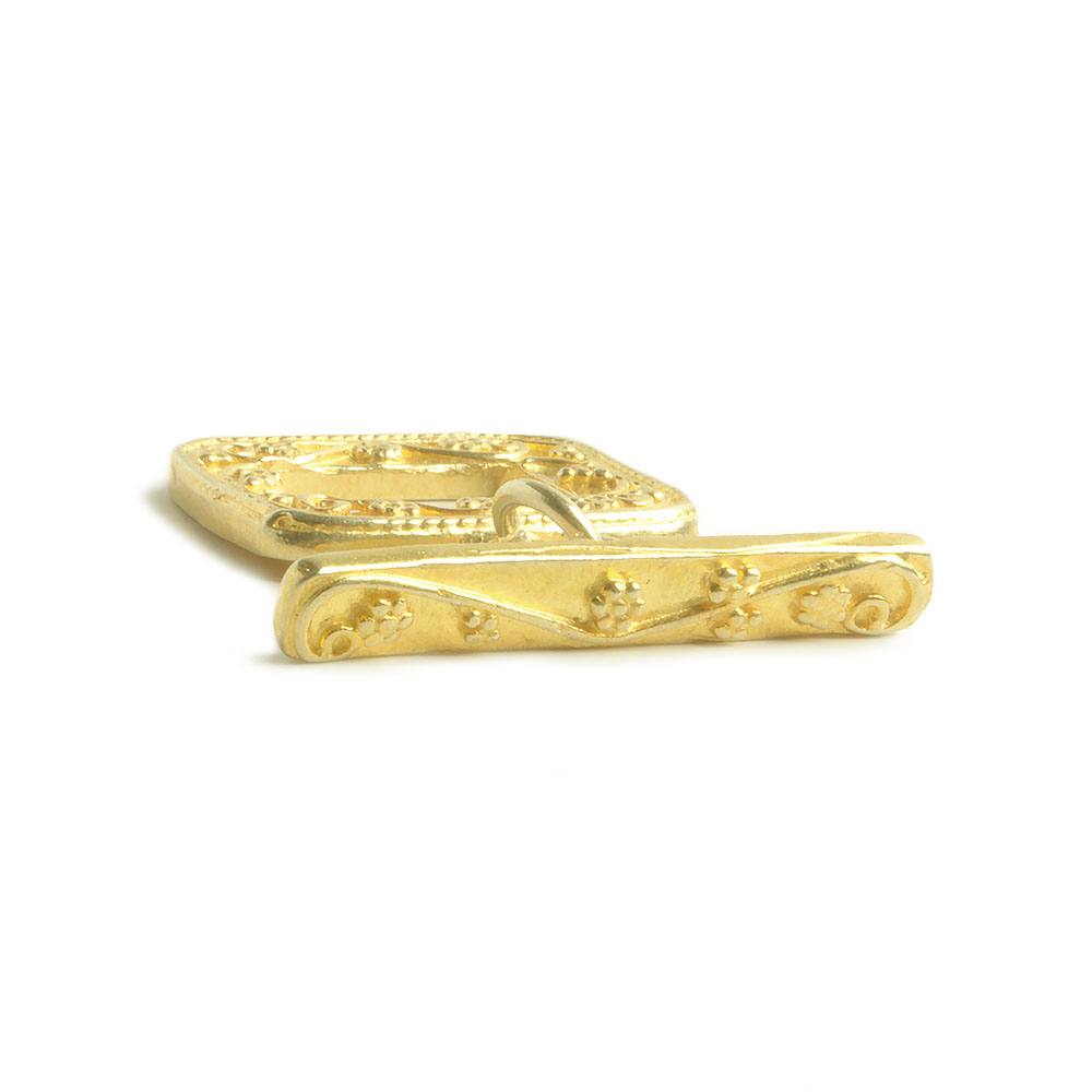 16x19mm Vermeil Rectangular Granulated Bead Floral Toggle 1 piece - Beadsofcambay.com