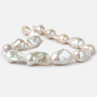 16x28-17x34mm Cream White Ultra Baroque Freshwater Pearls 16 inch 14 pieces AAA grade - Beadsofcambay.com