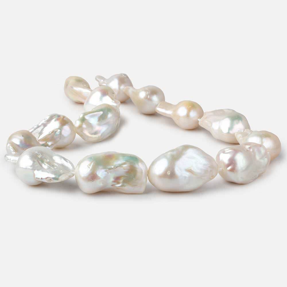 16x28-17x34mm Cream White Ultra Baroque Freshwater Pearls 16 inch 14 pieces AAA grade - Beadsofcambay.com