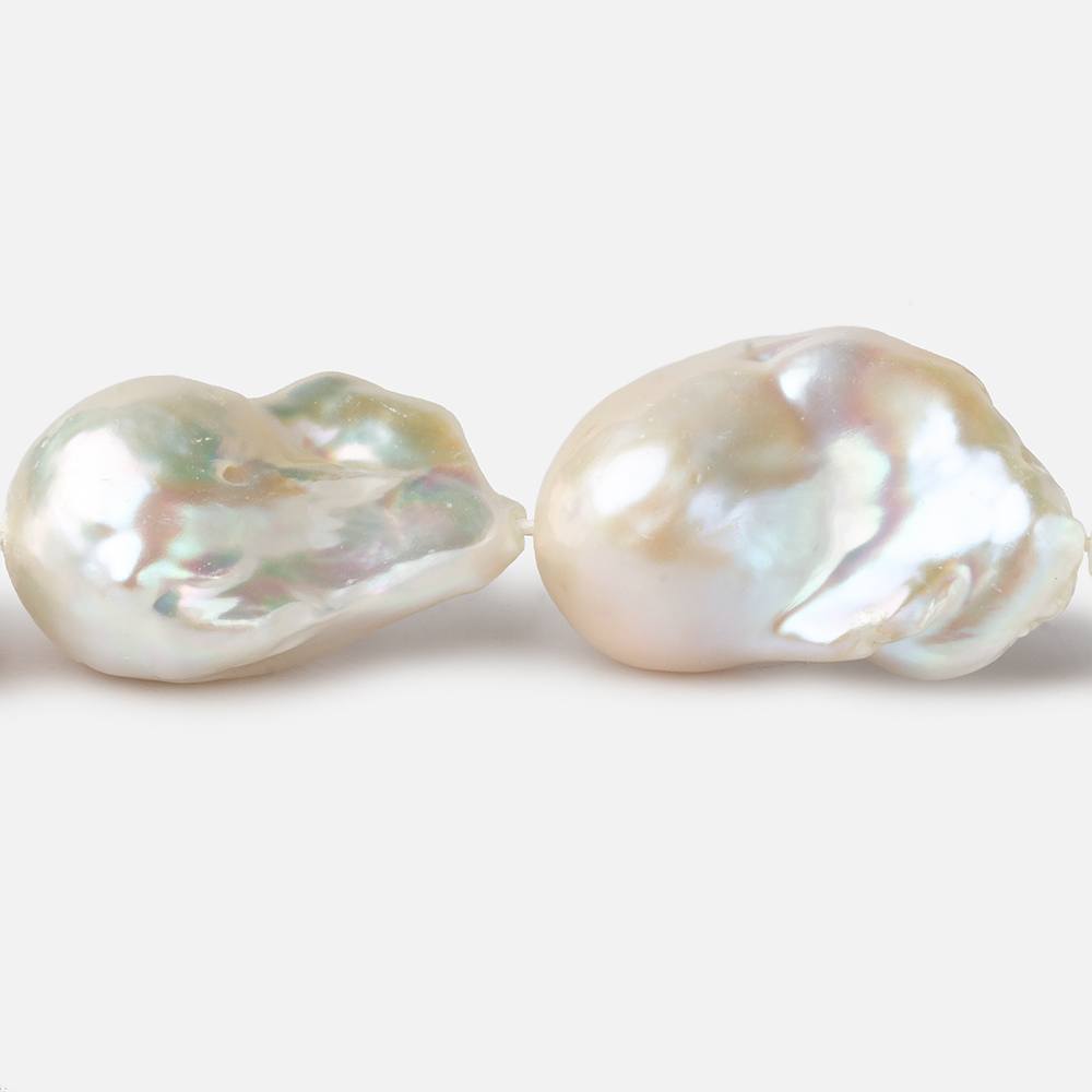 16x28-17x34mm Cream White Ultra Baroque Freshwater Pearls 16 inch 14 pieces AAA grade - Beadsofcambay.com